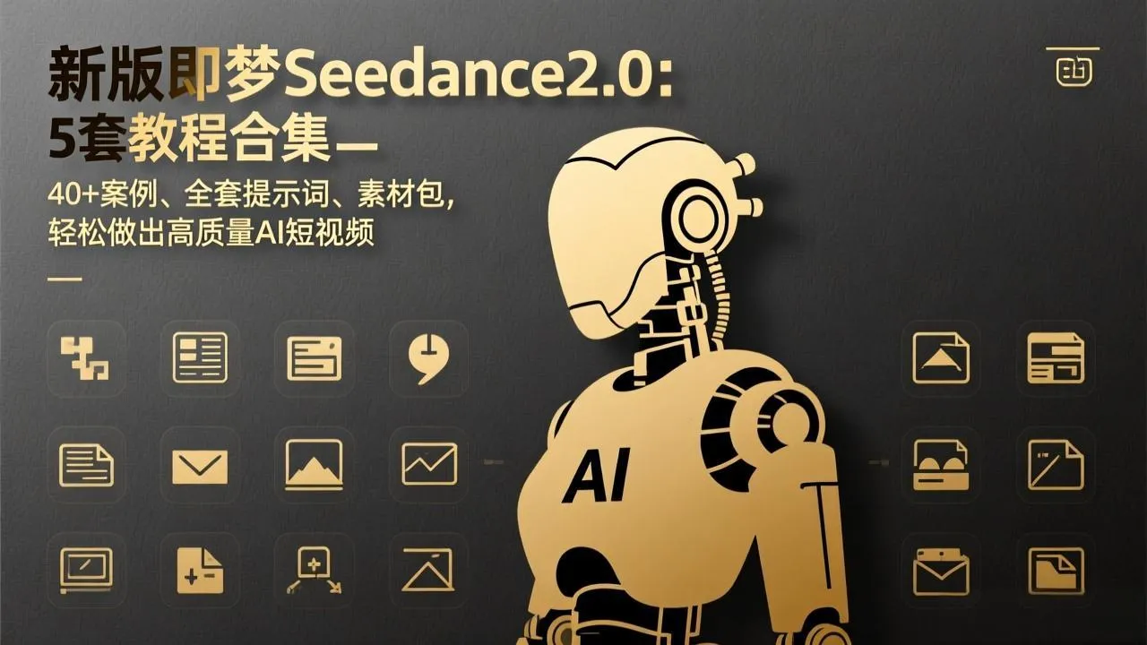 新版即梦Seedance2.0：5套教程合集，40+案例、全套提示词、素材包，轻松做出高质量AI短视频-来缘阁