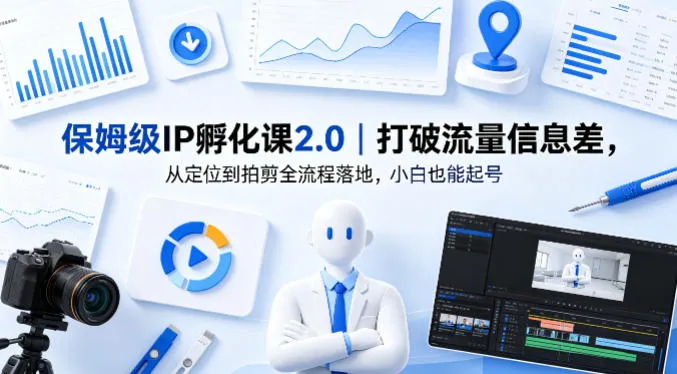 保姆级IP孵化课2.0｜打破流量信息差，从定位到拍剪全流程落地，小白也能起号-来缘阁