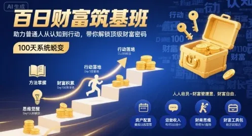 百日财富筑基班，助力普通人从认知到行动，带你解锁顶级财富密码-来缘阁
