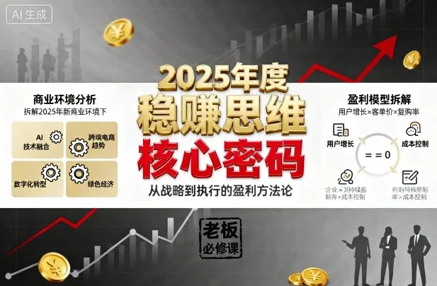 2025年度稳賺思维老板创业营，拆解2025年新商业环境下，企业实现持续盈利的核心密码-来缘阁