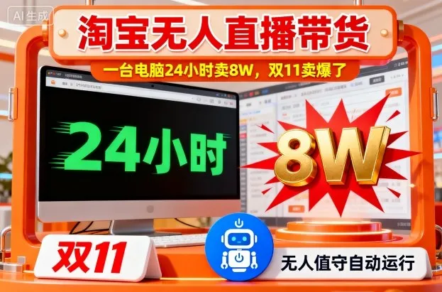 淘宝无人直播带货,一台电脑214小时卖8W,双11卖爆了【揭秘】-来缘阁