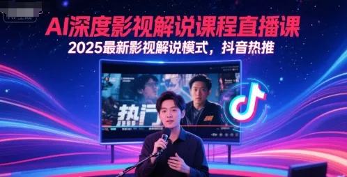 AI深度影视解说课程直播课，2025最新影视解说模式，抖音热推-来缘阁