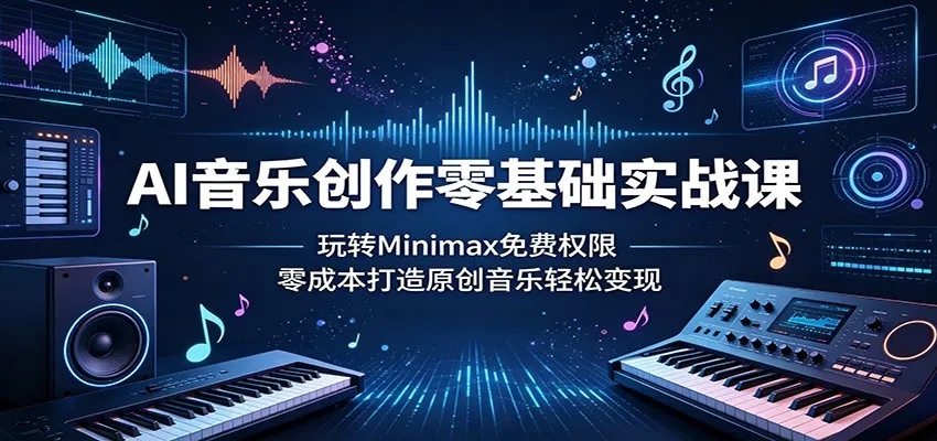 AI音乐创作零基础实战课：玩转Minimax免费权限，零成本打造原创音乐轻松变现-来缘阁