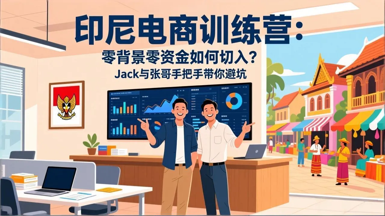 印尼电商训练营：零背景零资金如何切入？Jack与张哥手把手带你避坑-来缘阁