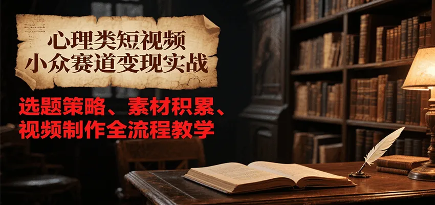 心理类短视频小众赛道变现实战，选题策略、素材积累、视频制作全流程教学-来缘阁