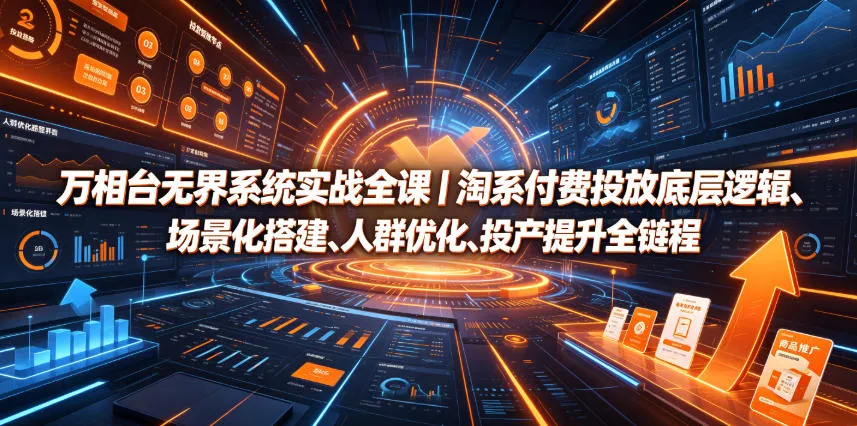 万相台无界系统实战全课｜淘系付费投放底层逻辑、场景化搭建、人群优化、投产提升全链路运营教程-来缘阁
