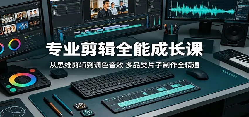 专业剪辑全能成长课：从思维剪辑到调色音效，多品类片子制作全精通-来缘阁