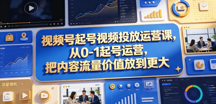 视频号起号视频投放运营课，从0-1起号运营，把内容流量价值放到更大-来缘阁