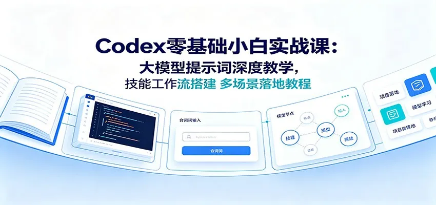 Codex零基础小白实战课:大模型提示词深度教学,技能工作流搭建多场景落地教程-来缘阁