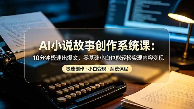 AI小说故事创作系统课：10分钟极速出爆文，零基础小白也能轻松实现内容变现-来缘阁