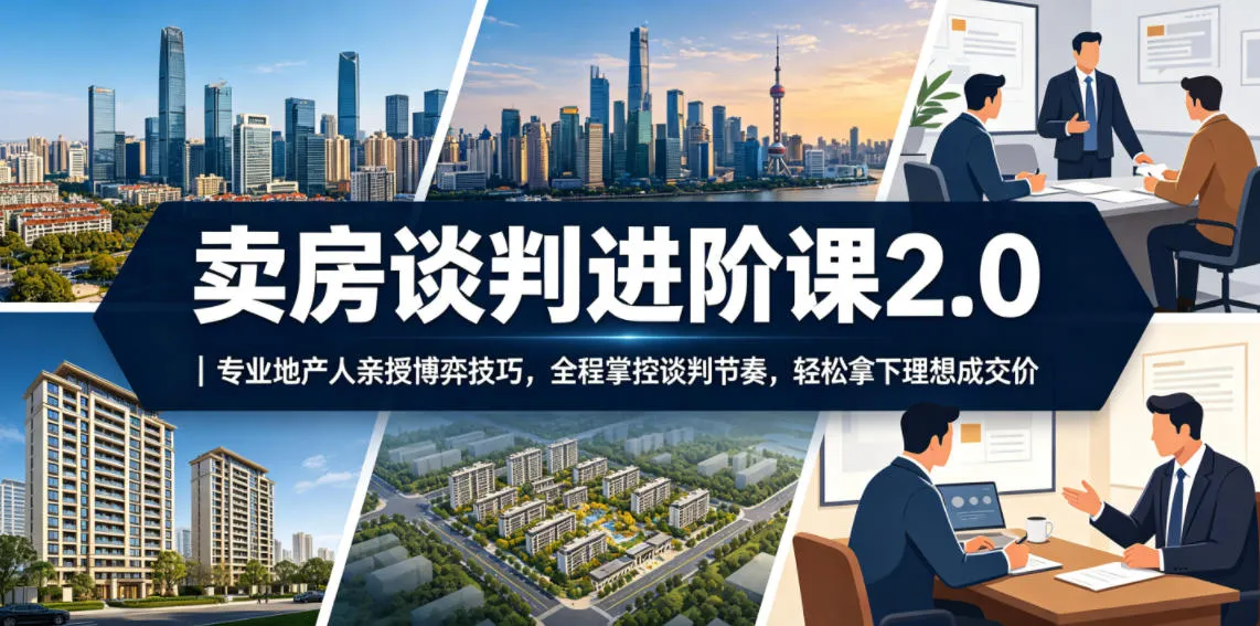 卖房谈判进阶课2.0|专业地产人亲授博弈技巧,全程掌控谈判节奏,轻松拿下理想成交价-来缘阁