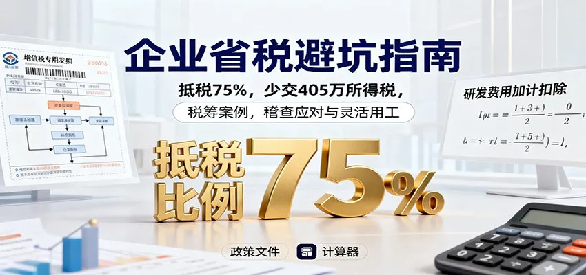 企业省税避坑指南：抵税75%，少交405万所得税，税筹案例，稽查应对与灵活用工-来缘阁