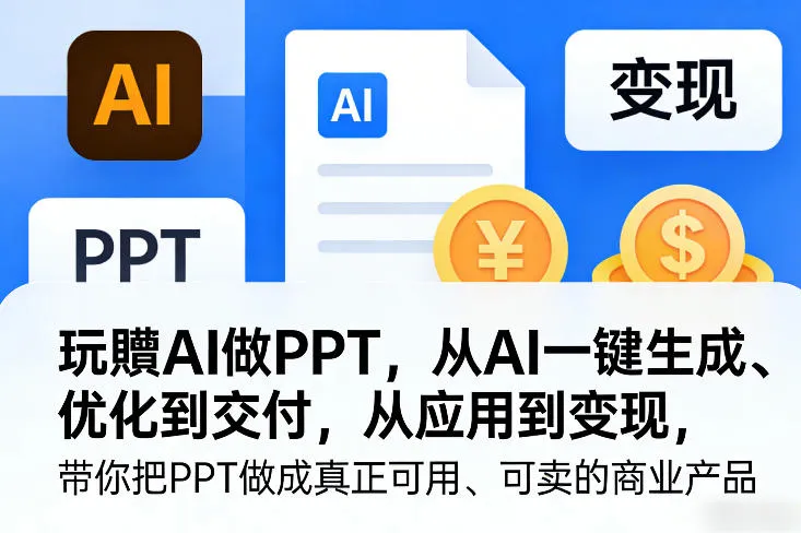 玩賺AI做PPT，从AI一键生成、优化到交付，从应用到变现，带你把PPT做成真正可用、可卖的商业产品-来缘阁