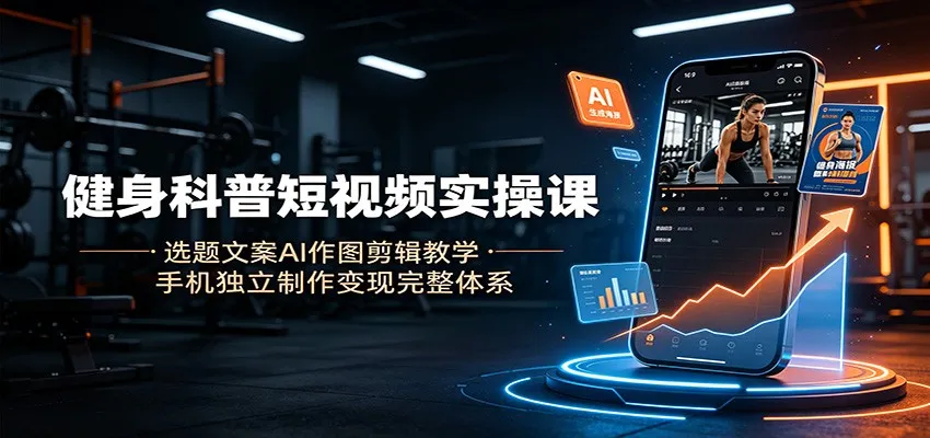 健身科普短视频实操课:选题文案AI作图剪辑教学,手机独立制作变现完整体系-来缘阁