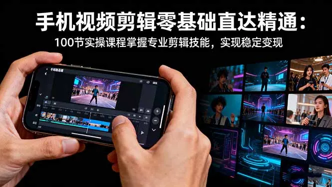 手机视频剪辑零基础直达精通：100节实操课程掌握专业剪辑技能，实现稳…-来缘阁