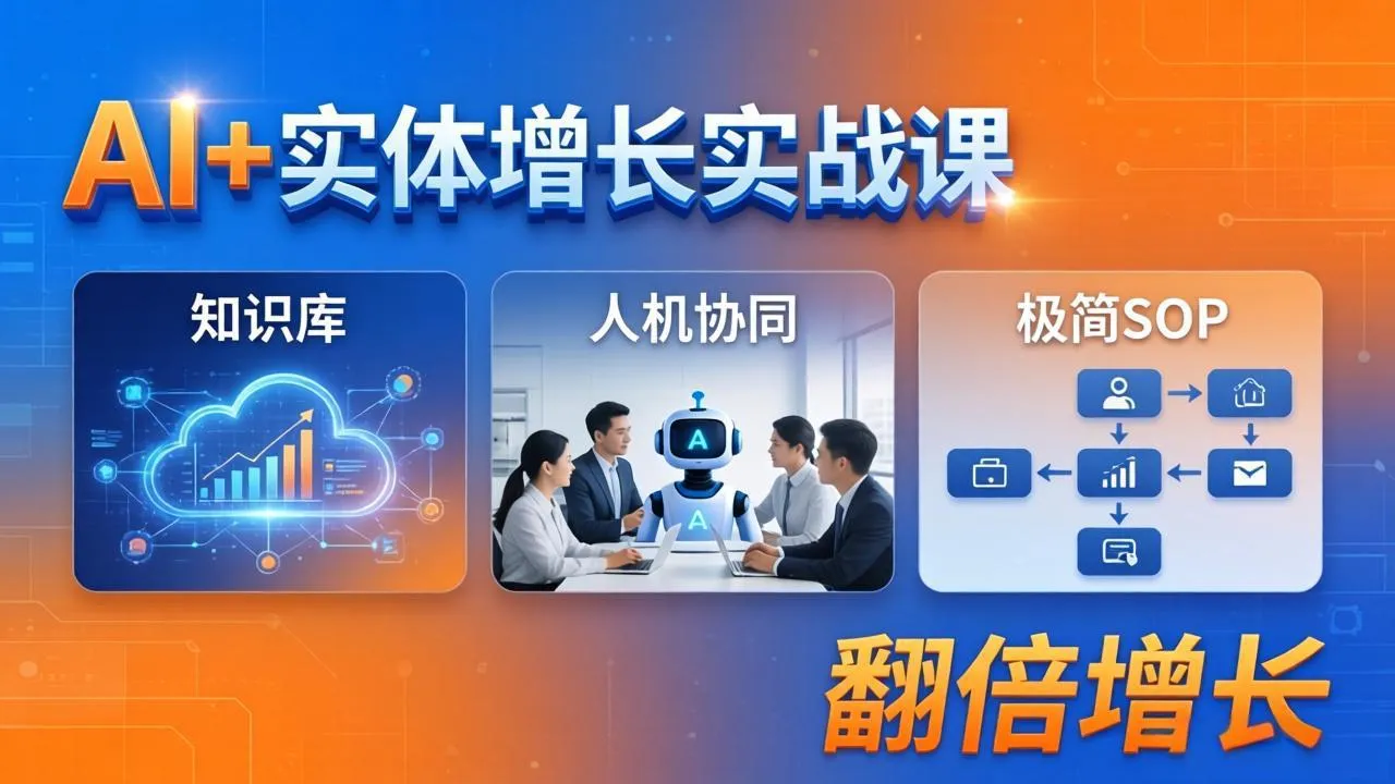 AI+实体增长实战课：知识库+人机协同+极简SOP，助力实体业务翻倍增长-来缘阁