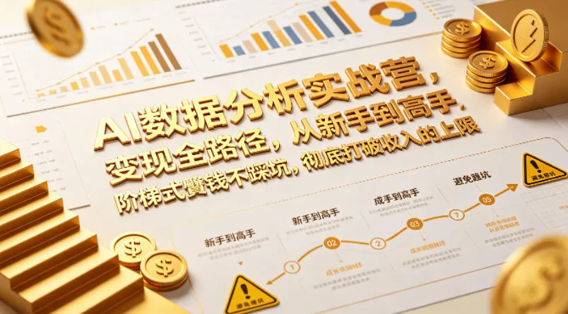 AI数据分析实战营，变现全路径，从新手到高手，阶梯式賺钱不踩坑，彻底打破收入的上限-来缘阁