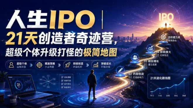 人生IPO︱21天创造者奇迹营,超级个体升级打怪的极简地图-来缘阁