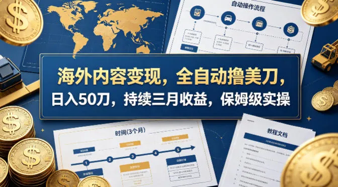 海外内容变现，全自动撸美刀，日入50刀，持续三月收益，保姆级实操【揭秘】-来缘阁
