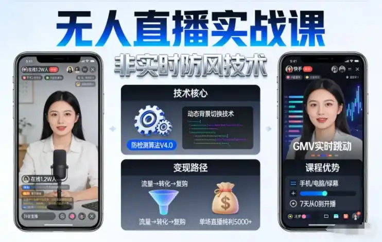宝子哥无人直播实战课,非实时防风技术,聚焦抖音快手等平台直播带货,轻松开启直播变现之路(更新2026年08月06日)-来缘阁