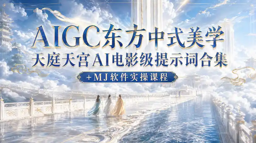 AIGC东方中式美学天庭天宫AI电影级提示词合集+MJ软件实操课程-来缘阁