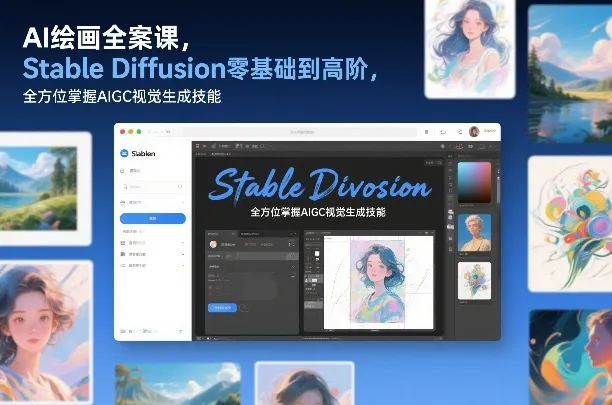 AI绘画全案课，Stable Diffusion零基础到高阶，全方位掌握AIGC视觉生成技能-来缘阁