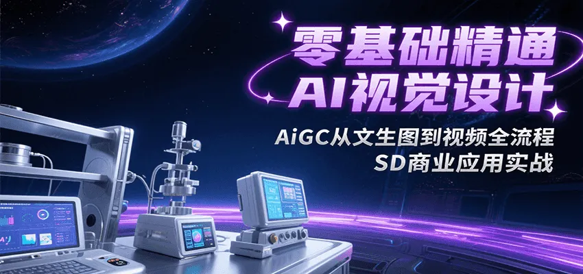 零基础精通AI视觉设计，AiGC从文生图到视频全流程，SD商业应用实战-来缘阁