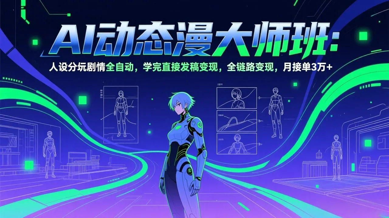 AI动态漫剧大师班：人设分镜剧情全自动，学完直接发稿变现，全链路变现，月接单3万+-来缘阁