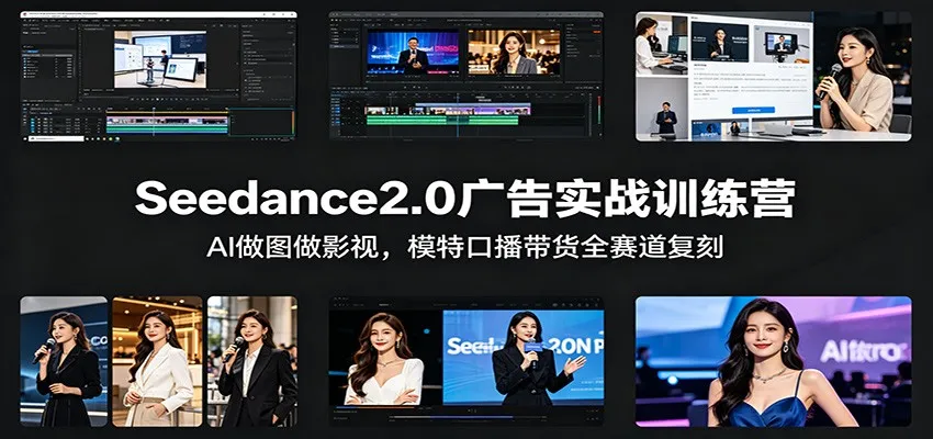 Seedance2.0广告实战训练营：AI做图做影视，模特口播带货全赛道复刻-来缘阁