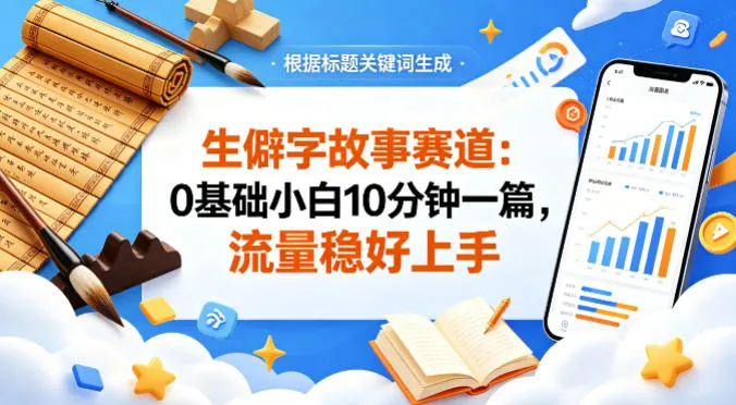 公众号流量主——生僻字故事赛道，流量稳，好上手，0基础小白也能10分钟一篇-来缘阁