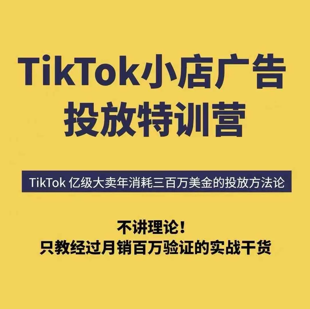 TikTok小店广告投放特训营，6天破局计划专治各种“投不动”，教你经过月销百万验证的实战干货-来缘阁