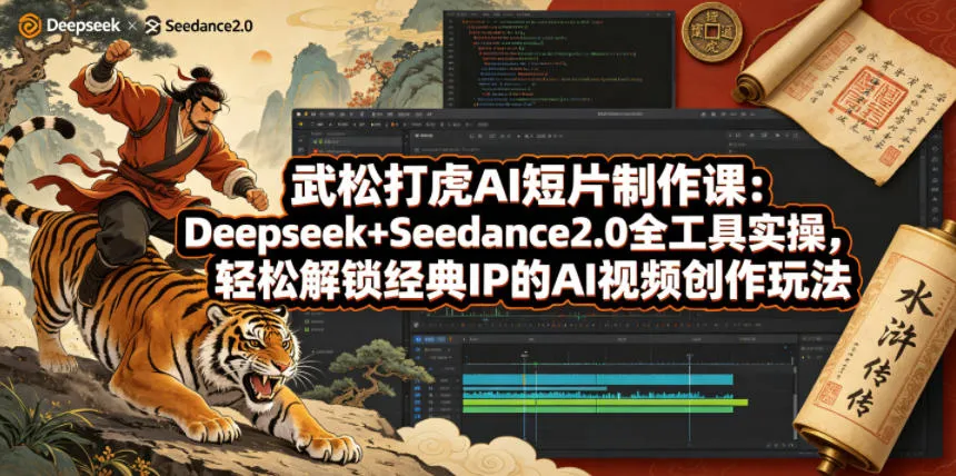 武松打虎AI短片制作课：Deepseek+Seedance2.0全工具实操，轻松解锁经典IP的AI视频创作玩法-来缘阁