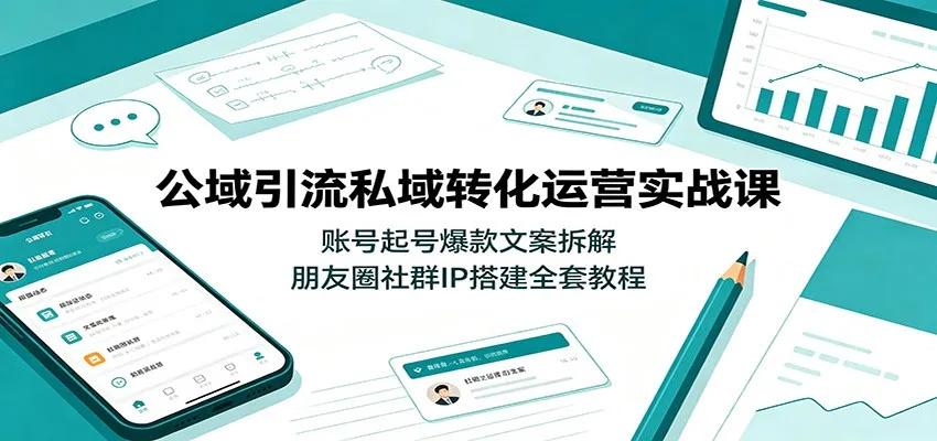 公域引流私域转化运营实战课：账号起号爆款文案拆解，朋友圈社群IP搭建全套教程-来缘阁