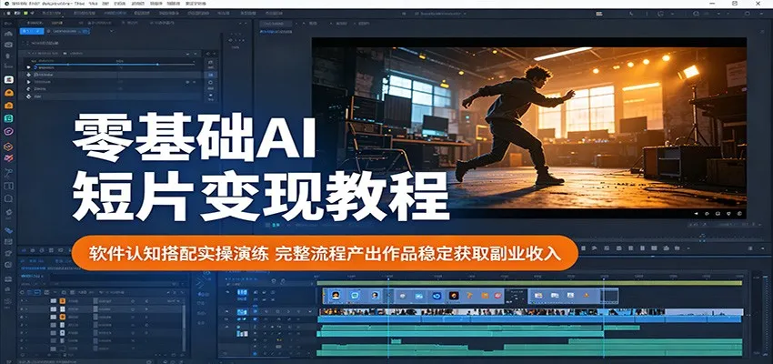 零基础AI短片变现教程：软件认知搭配实操演练，完整流程产出作品稳定获取副业收入-来缘阁