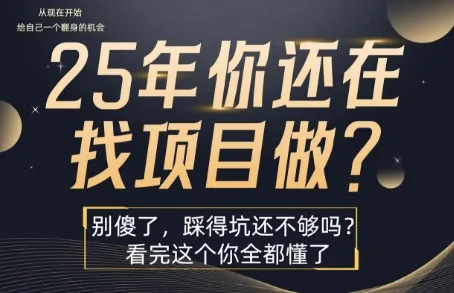 25年，你还在疯狂的找项目吗？别傻了，看完这个你都懂了【揭秘】-来缘阁