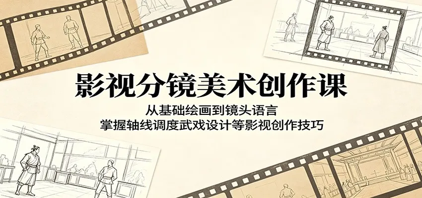 影视分镜美术创作课:从基础绘画到镜头语言,掌握轴线调度武戏设计等影视创作技巧-来缘阁
