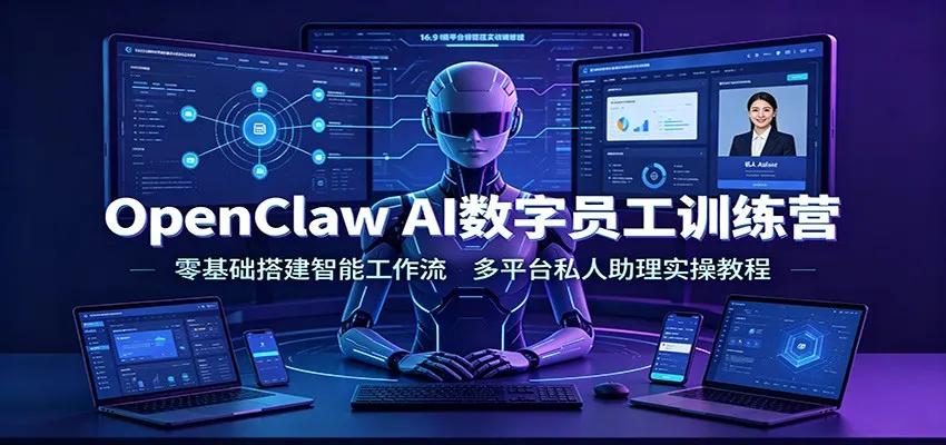 OpenClaw AI数字员工训练营：零基础搭建智能工作流，多平台私人助理实操教程-来缘阁