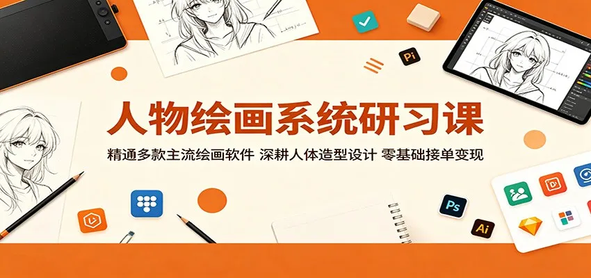 人物绘画系统研习课：精通多款主流绘画软件，深耕人体造型设计，零基础接单变现-来缘阁