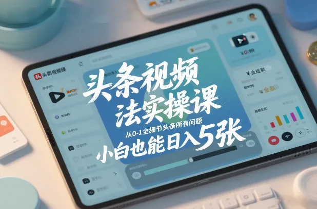 头条视频玩法实操课，从0-1全细节头条所有问题，小白也能日入5张-来缘阁