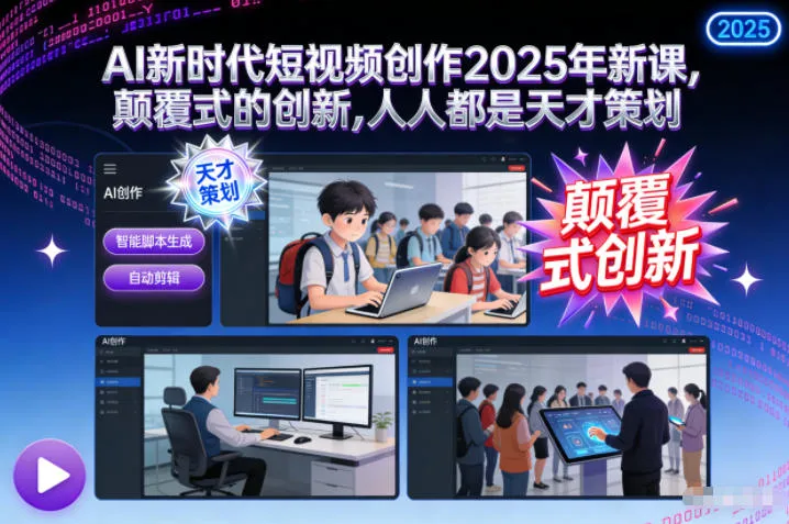AI新时代短视频创作2025年新课，颠覆式的创新，人人都是天才策划-来缘阁
