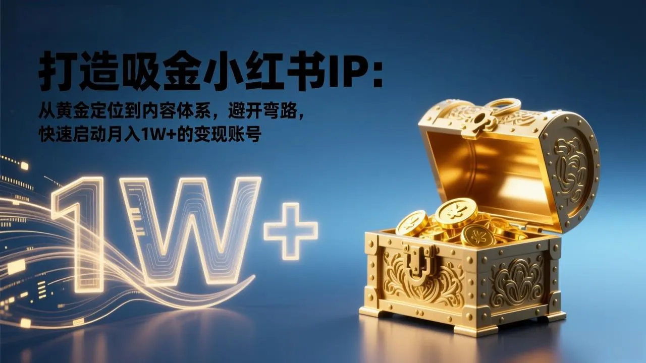 打造吸金小红书IP：从黄金定位到内容体系，避开弯路，快速启动月入1W+的变现账号-来缘阁