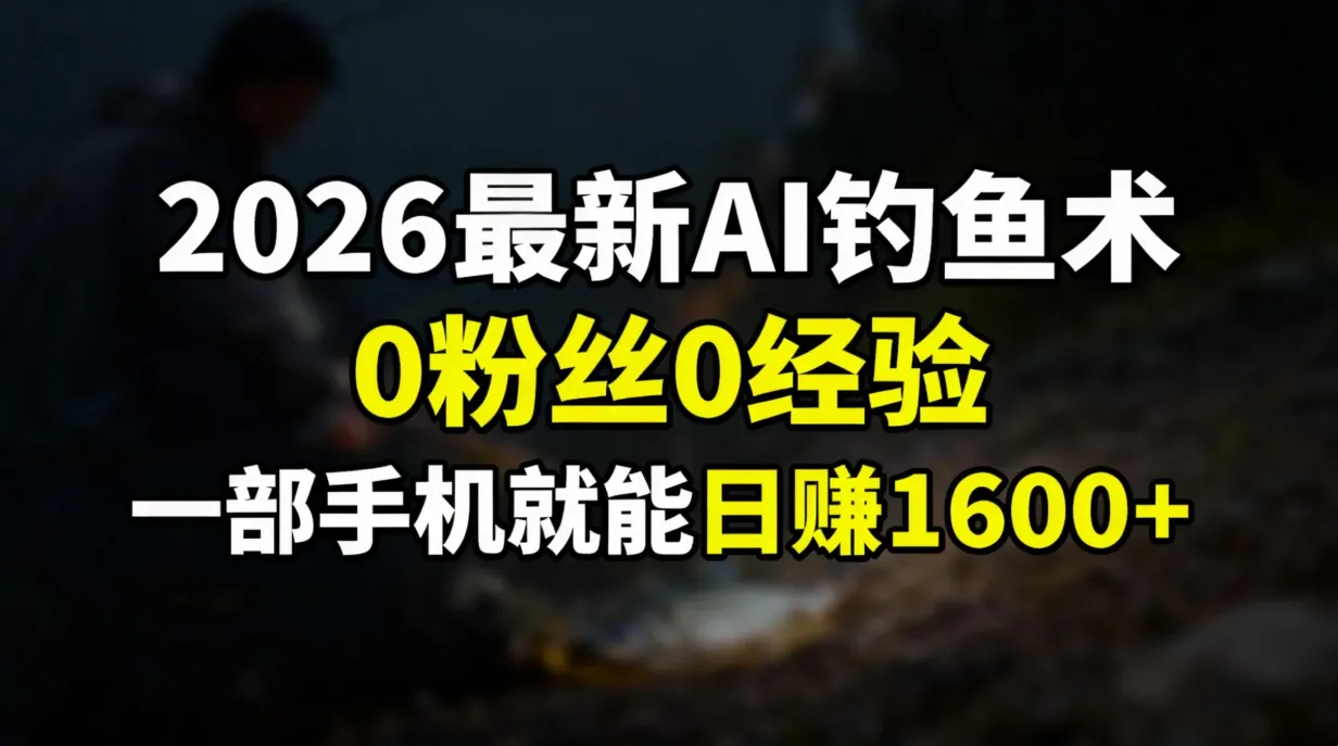 2026最新AI钓鱼术:0粉丝0经验，一部手机就能开启赚钱模式-来缘阁