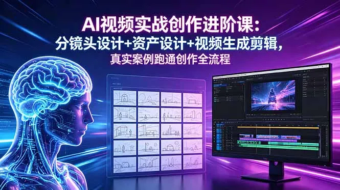 AI视频实战创作进阶课：分镜头设计+资产设计+视频生成剪辑，真实案例跑通创作全流程-来缘阁