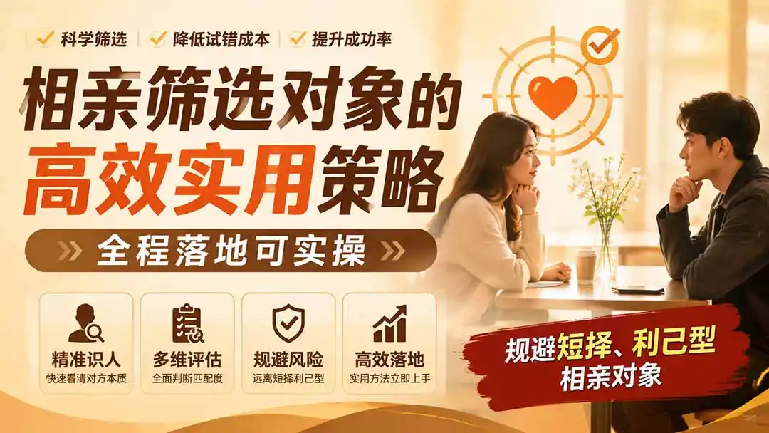 付费文章：相亲筛选对象的高效实用策略，全程落地可实操，规避短择、利己型相亲对象-来缘阁