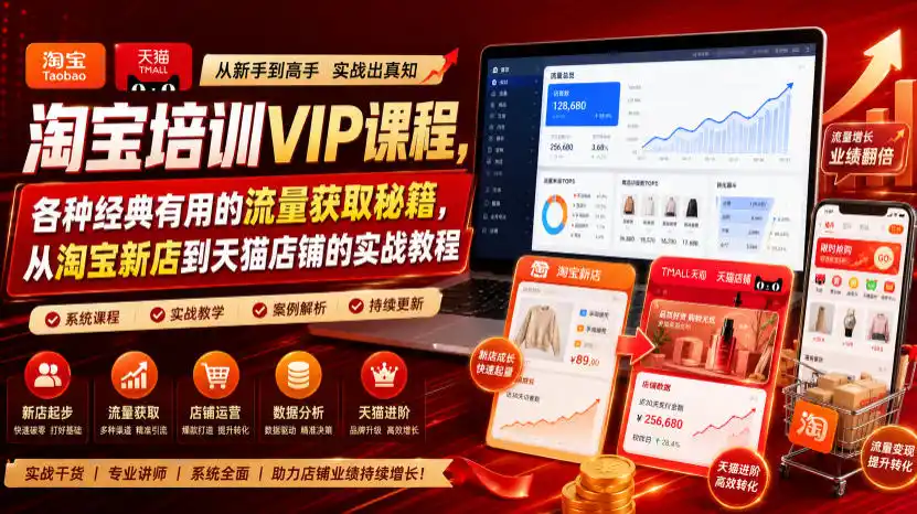 淘宝培训VIP课程，各种经典有用的流量获取秘籍，从淘宝新店到天猫店铺的实战教程(更新08月20日)-来缘阁