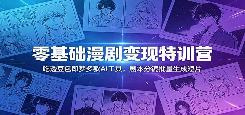 零基础漫剧变现特训营：玩转豆包即梦多款AI工具，剧本分镜批量生成短片-来缘阁