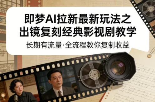 即梦AI拉新最新玩法之出镜复刻经典影视剧教学，长期有流量，全流程教你复制收益-来缘阁