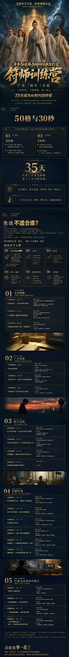 符师训练营-35天成为AI时代创作者，广告+短片+漫剧+智能体四大实战方向，掌握从创意到上线的完整工作流-来缘阁