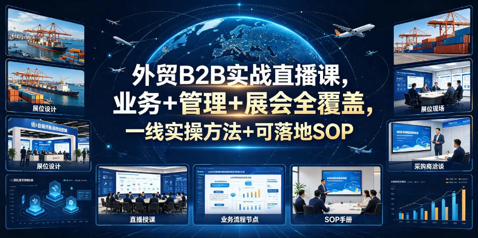外贸B2B实战直播课，业务+管理+展会全覆盖，一线实操方法+可落地SOP-来缘阁