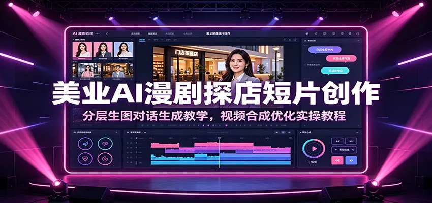 美业AI漫剧探店短片创作：分层生图对话生成教学，视频合成优化实操教程-来缘阁